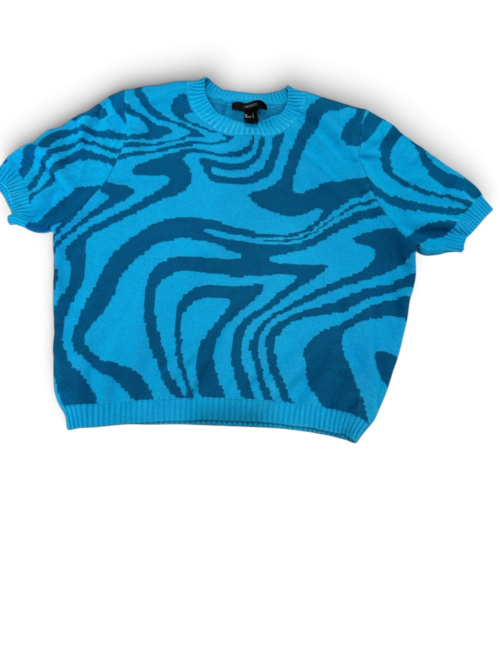 Women's Blue Wave-Pattern Sweater